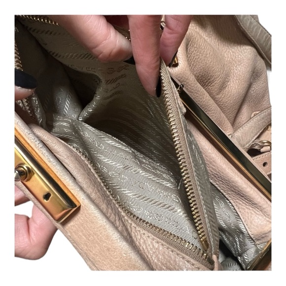 PRADA Authentic Deerskin Large Frame Satchel w/ Lock Frame and Key Clochette - Picture 10 of 15